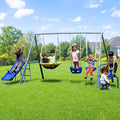 Sportspower Taylor 700lbs Galvanized Metal Swing Set for Kids for Backyard & Outdoors with Teeter-Totter, Saucer & Standing Swin