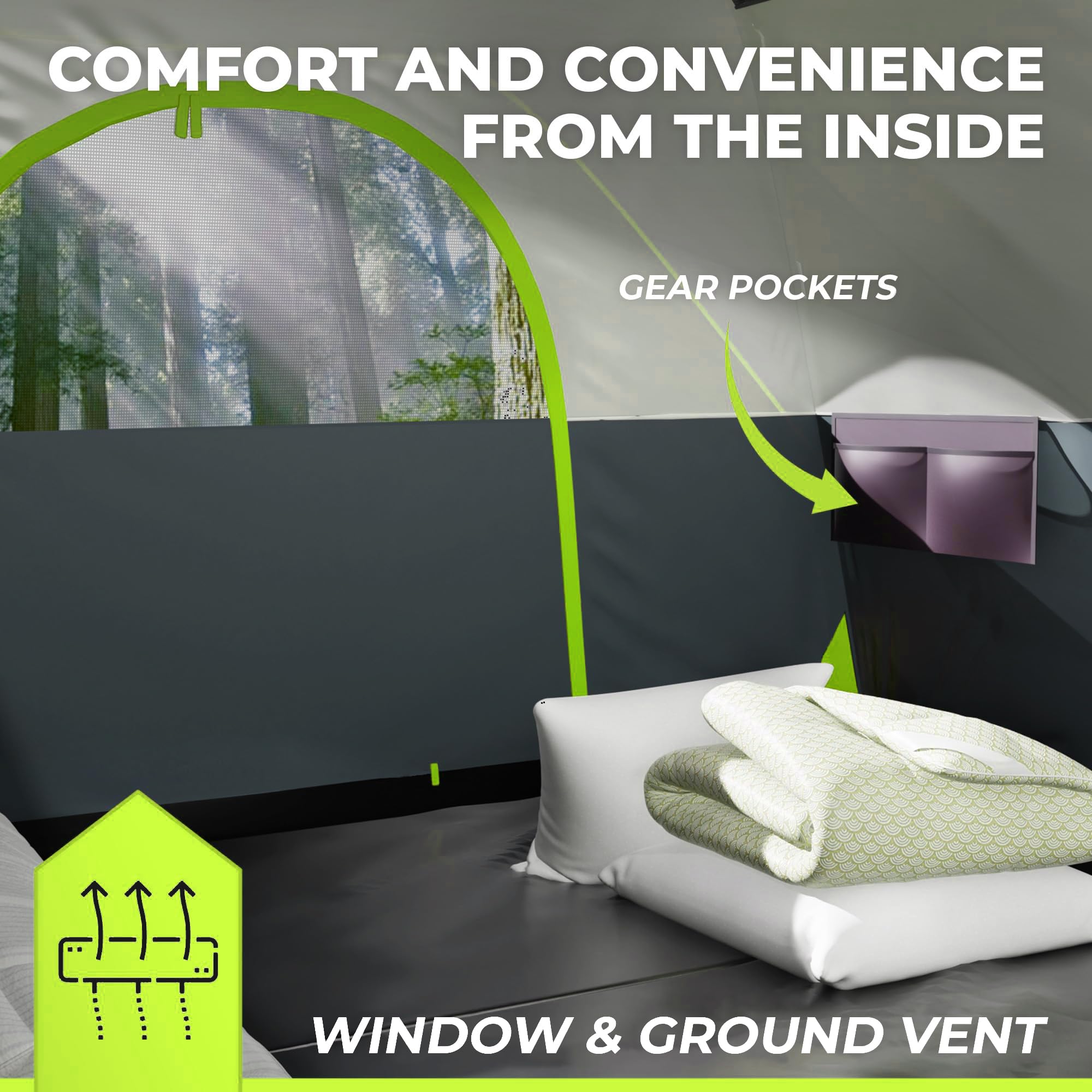 Arktrek 6 Person Tents For Camping-Robust Family Camping Tent Cabin W Ground Sheet, Rainfly Cover, Powerport-Comfy Large Quick,