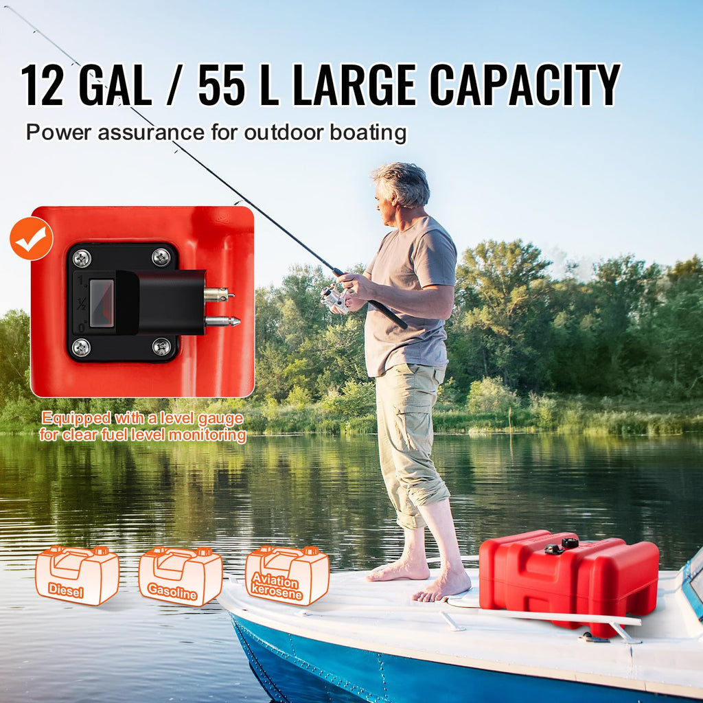 Vevor Marine Tank, 6.34-Gallon/24-L Marine Portable Tank Outboard Marine Boat Transfer Tank With 9.8Ft Hose, Gauge For Outboard