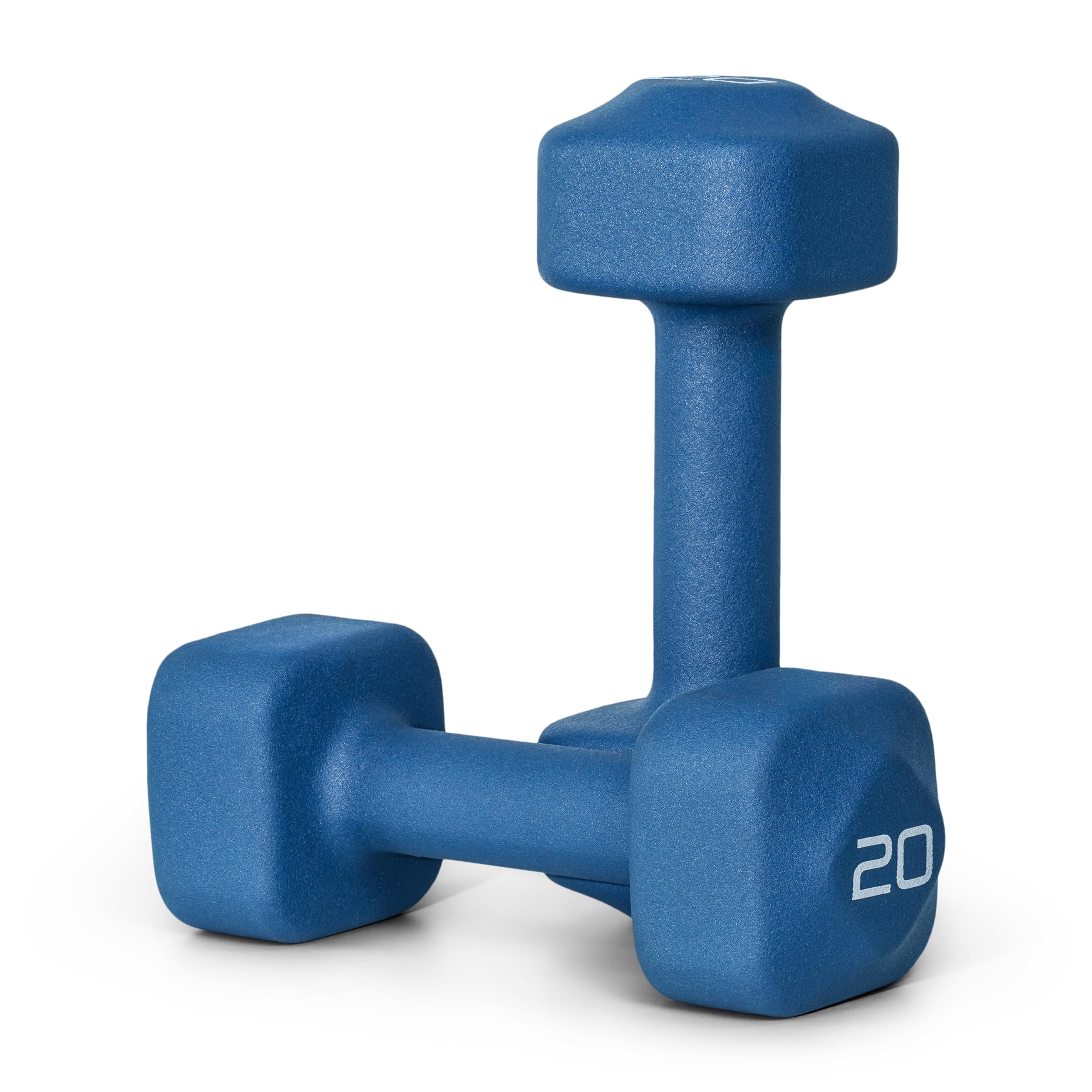 Tone Fitness 20 lb Neoprene Dumbbell Pair for Home Workouts - Non-Slip Design - Blue