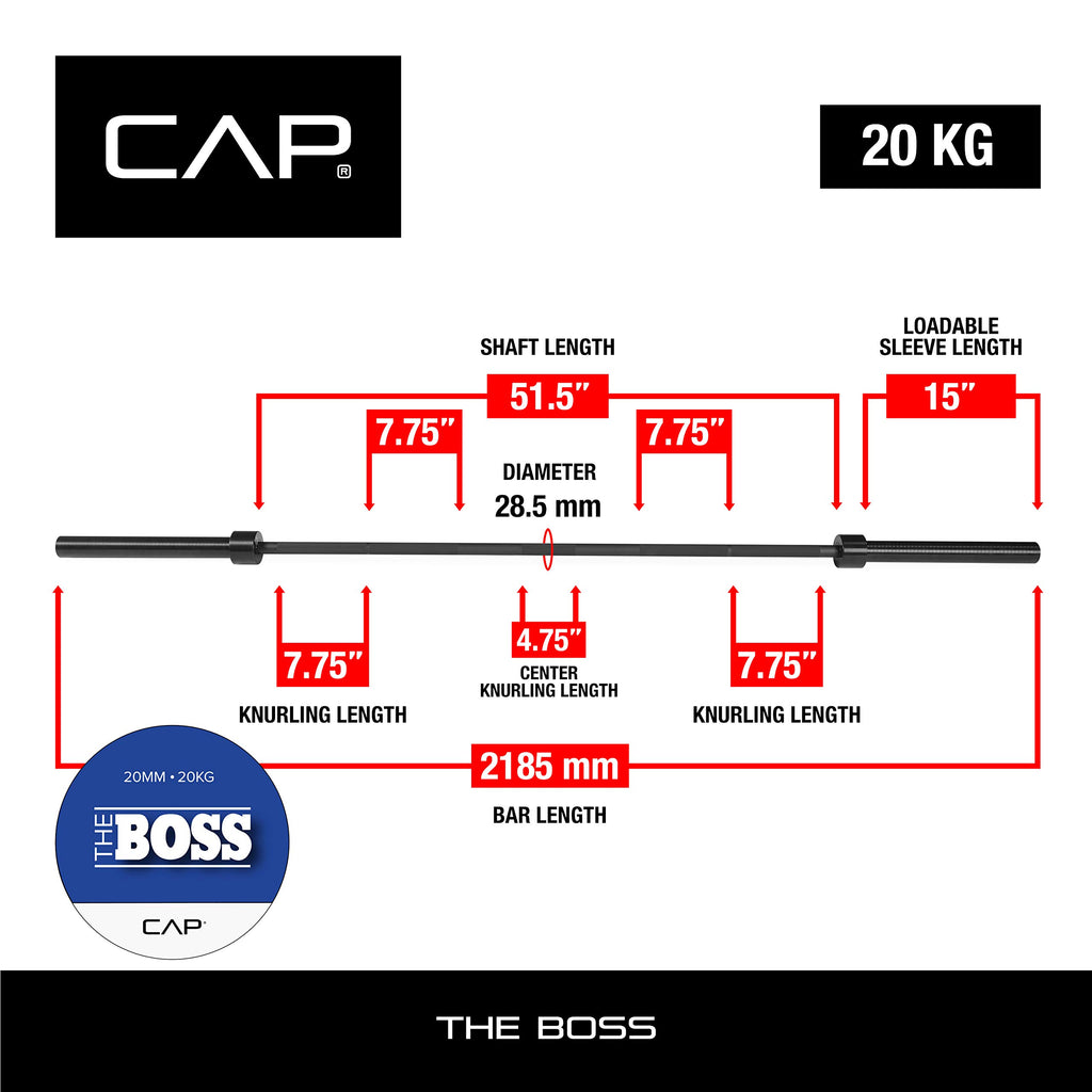 Cap Barbell The Boss Power Squat Olympic Bar  For Weightlifting