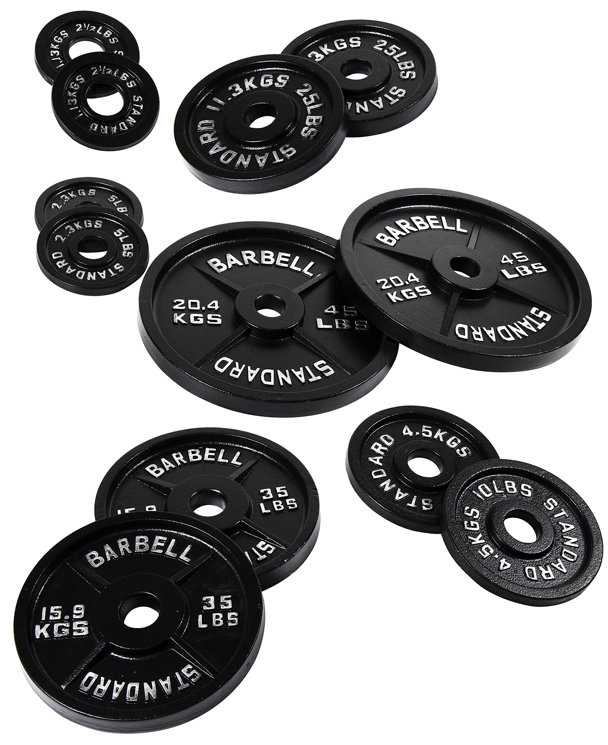 Fitvids Cast Iron Plate Weight Plate for Strength Training and Weightlifting, 2-Inch Center (Olympic), 25LB (Set of 2)