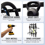 4 Bike Rack For Garage - Solid Steel Extra Heavy Duty Blat Bike Rack - Garage Wall Mounted Bicycle Storage