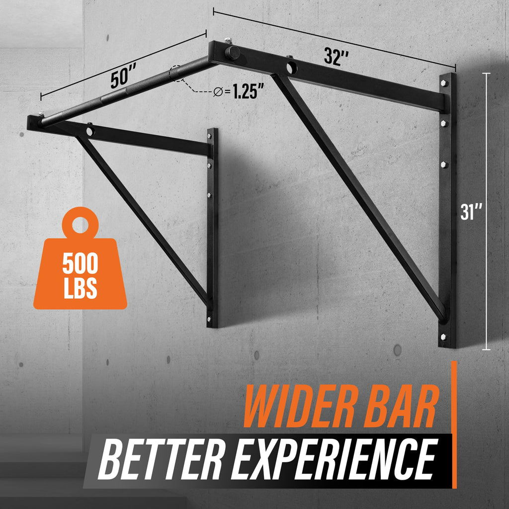 Yes4All Heavy Duty Wall Mounted Pull Up Bar - Chin Up Bar/Pull Up Bar Wall Mount,30 Lbs - Support Up To 500 Lbs (Black)