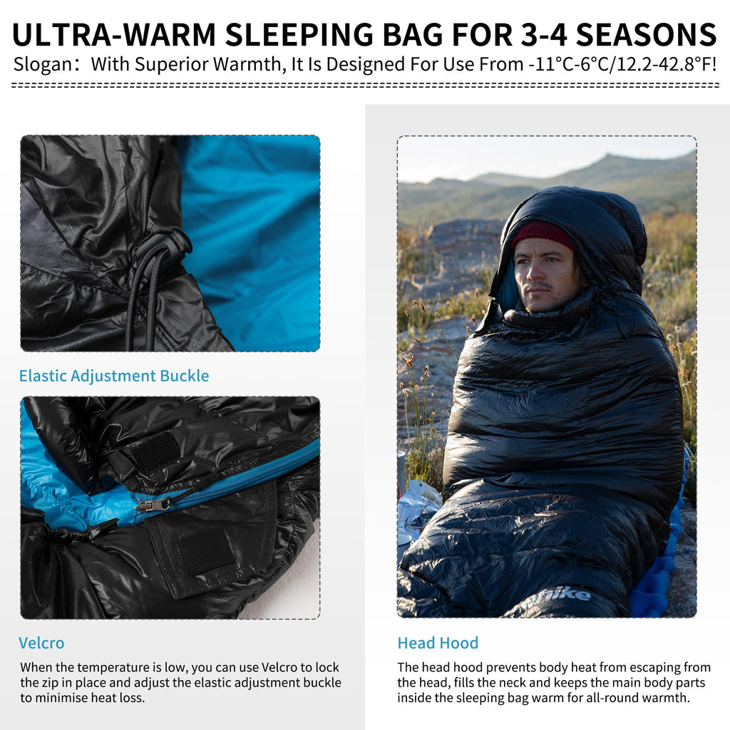 Naturehike Ultralight Down Sleeping Bag, 650Fp Backpacking Sleeping Bag 3-4 Season For Adults, 32-42? Waterproof Sleeping Bags F