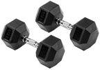 Fitvids Rubber Encased Hex Dumbbell, 45Lb, Pair