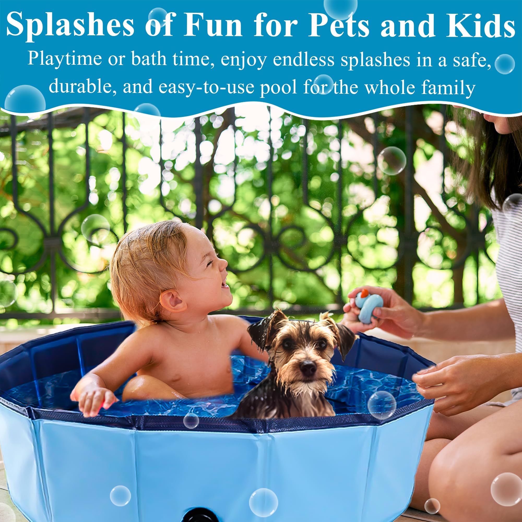 C Crystal Lemon Blue Foldable Pvc Swimming Pool - Versatile Dog Pool, Kiddie Pool, Kids Pool, Baby Pool, And Toddler Pool - 31.5