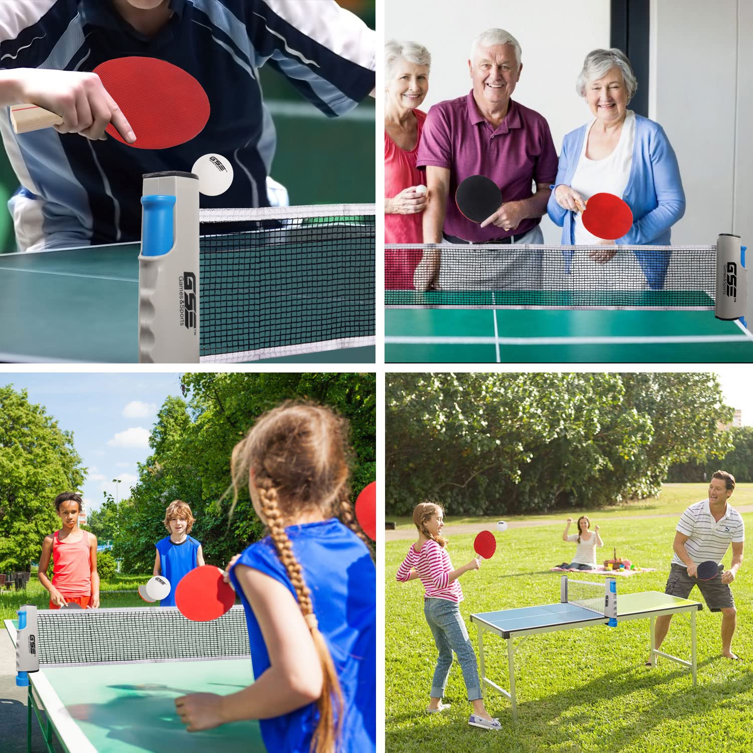 Gse Complete Ping Pong Game Set With Retractable Ping Pong Net & Post, 2 Paddles & 3 Ping Pong Balls. Anywhere To-Go Table Tenni