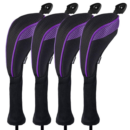 Andux 4 Pack Long Neck Golf Hybrid Club Head Covers Dial No. Tag Ctmt-01 Purple