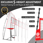 Jolorly 2-In-1 Volleyball Practice Net Station With Patented 5-Height (6'6'' To 8'), Heavy Duty Training System For Hitting Spik