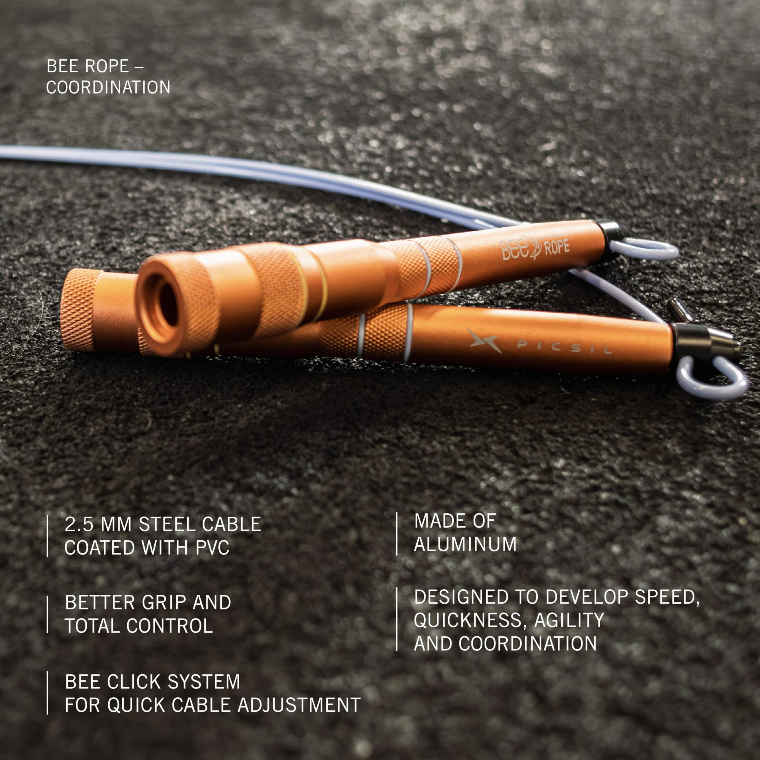 PICSIL - BEE High Speed Skipping Rope | Aluminum & Double Bearing System | Self-Adjusting for Cross Training, Boxing & Fitness |