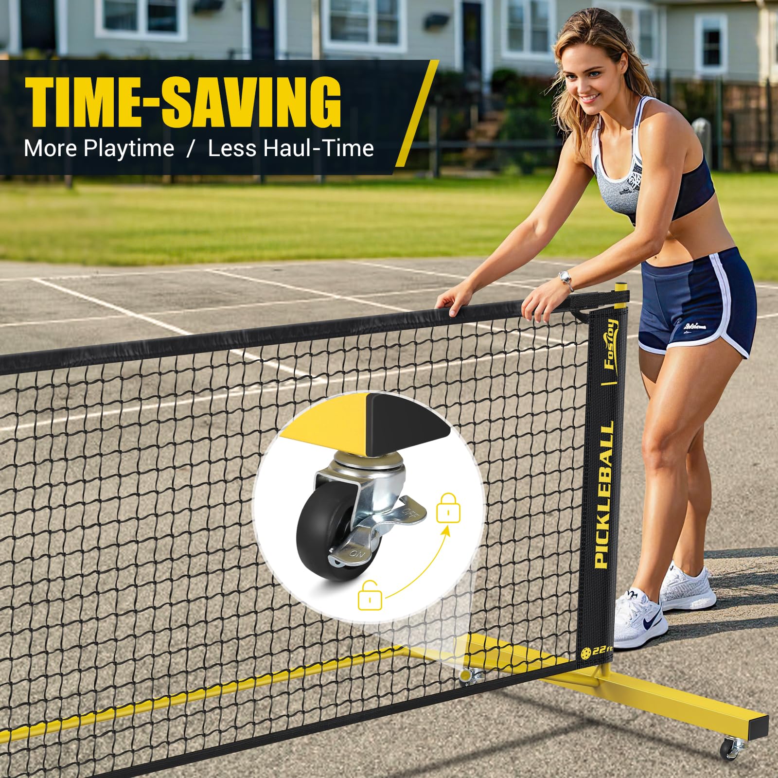Pickleball Set With Net, Portable 3-In-1 Pickle Ball Net With Wheels, 6Ft/11Ft/22Ft Pickleball Net With Carry Bag, Designed For