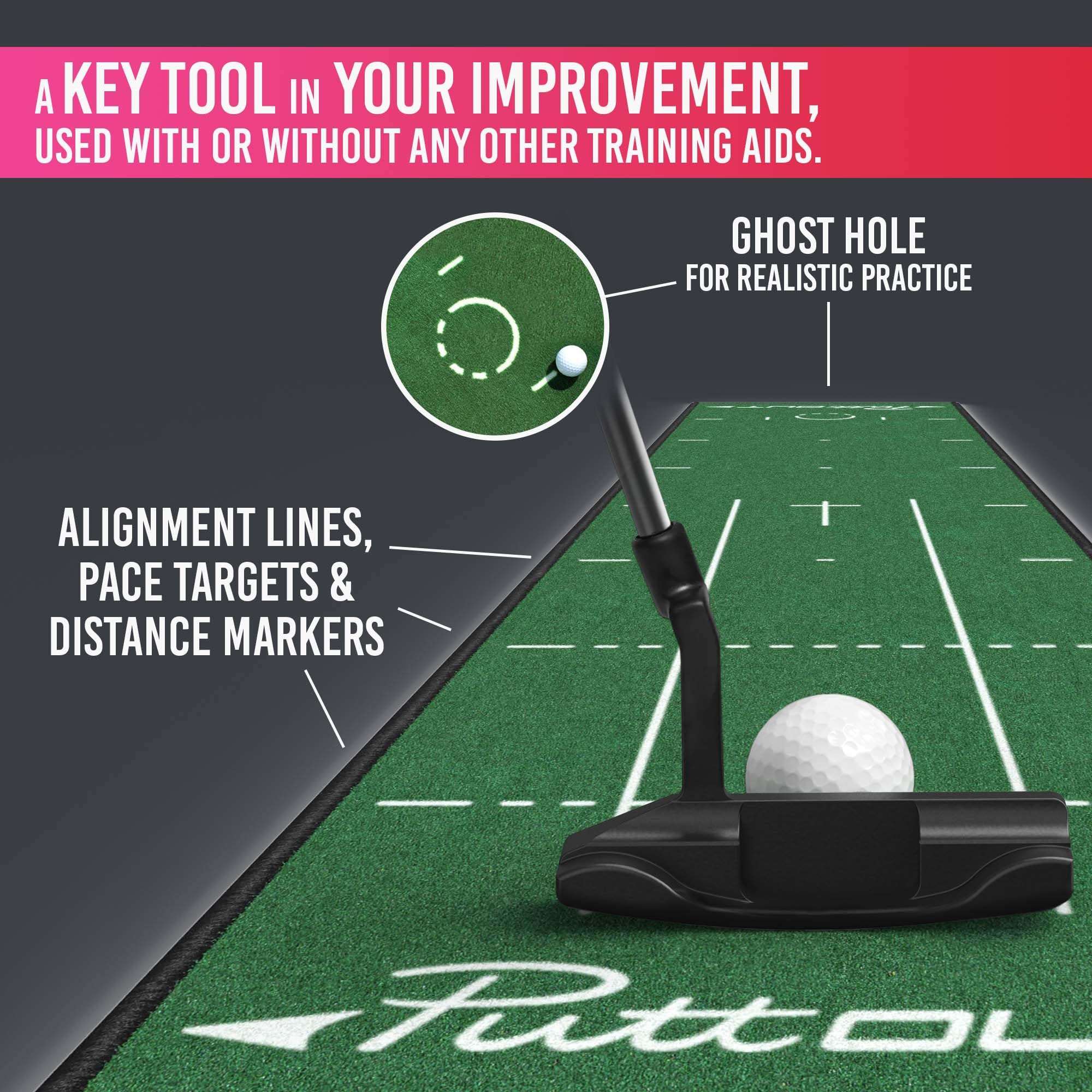 Puttout Pro Golf Putting Mat - Perfect Your Putting (7.87-Feet X 1.64-Feet) (Green)
