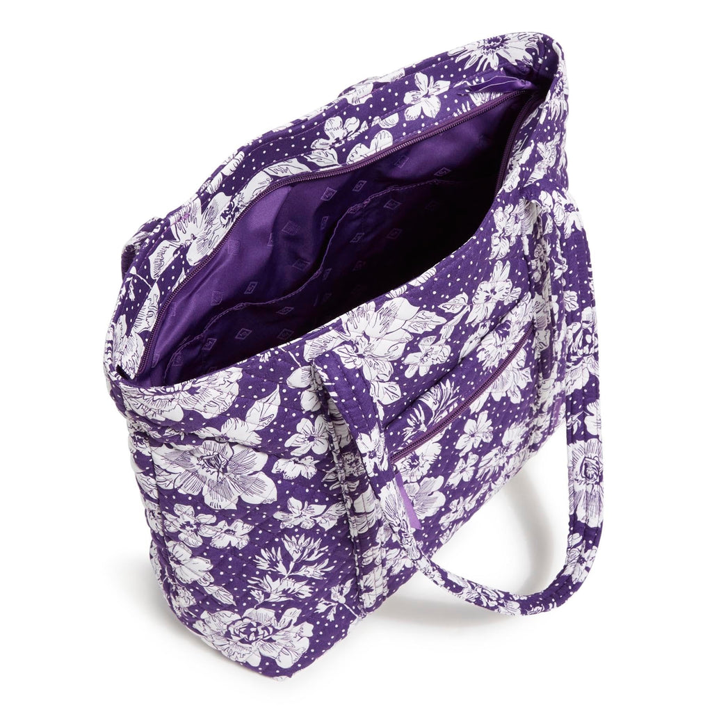 Cotton Collegiate Vera Tote Bag (Multiple Teams Available), Purple/White Rain Garden