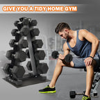 Fitvids Dumbbell Set with Rack  Dumbbell + A-Rack: 150LBS Set  Black