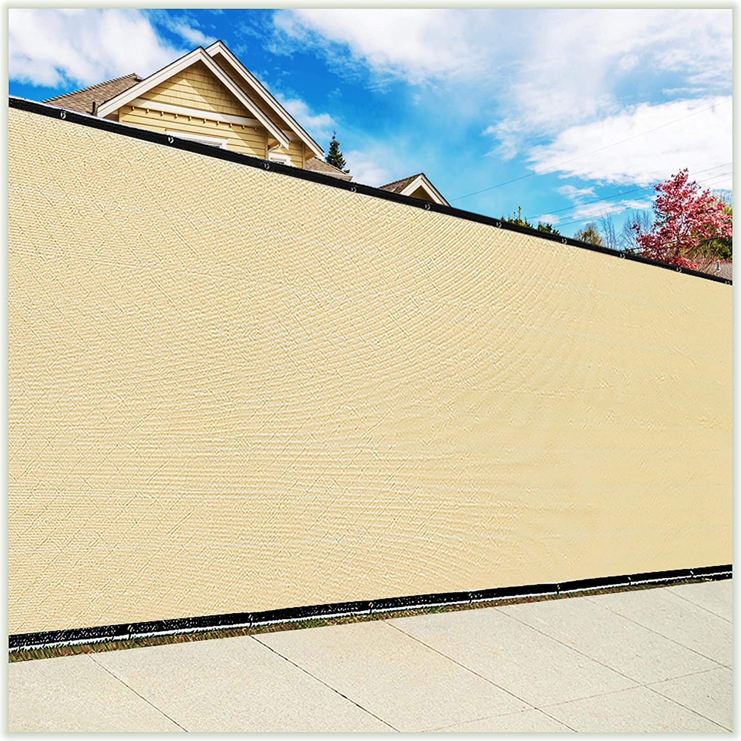 Colourtree Customized Size Fence Screen Privacy Screen Beige 8 X 150 - Commercial Grade 170 Gsm - Heavy Duty - 3 Years Warranty 