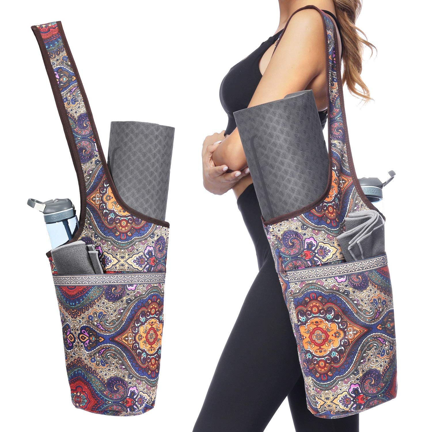 Ewedoos Yoga Mat Bag With Large Size And Zipper Pocket, Fit Most Mats (Ancient Totem)