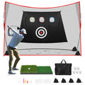 Golf Net: 10x7ft Heavy Duty Golf Practice Net for Indoor/Outdoor Training, Multi-Target Golf Hitting Net with Dual-Turf Golf Mat