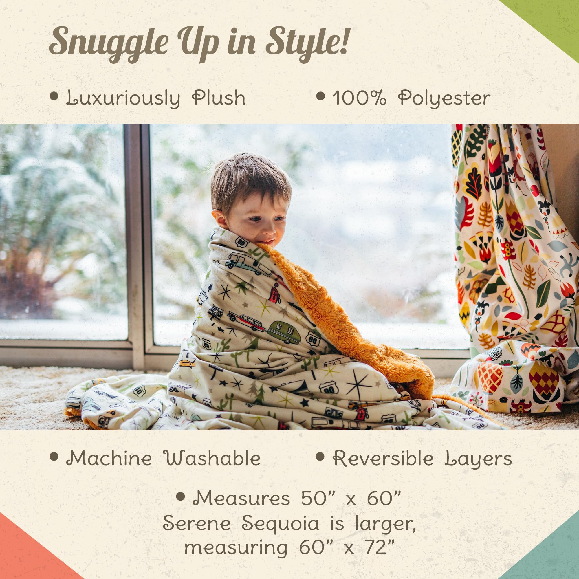 Camp Casual Throw Blanket For Camping - Plush Reversible Camping Blanket For Indoor & Outdoor Settings - Machine Washable Soft B
