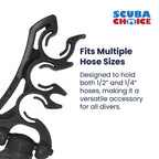 Scuba Choice Scuba Diving Dive Triple Hose Holder With Clip, Black