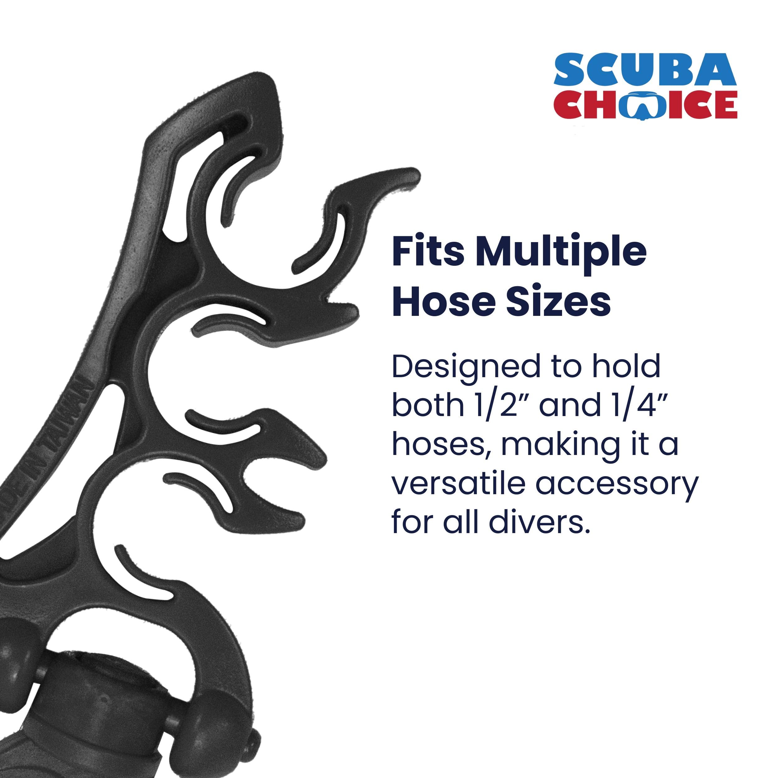 Scuba Choice Scuba Diving Dive Triple Hose Holder With Clip, Black