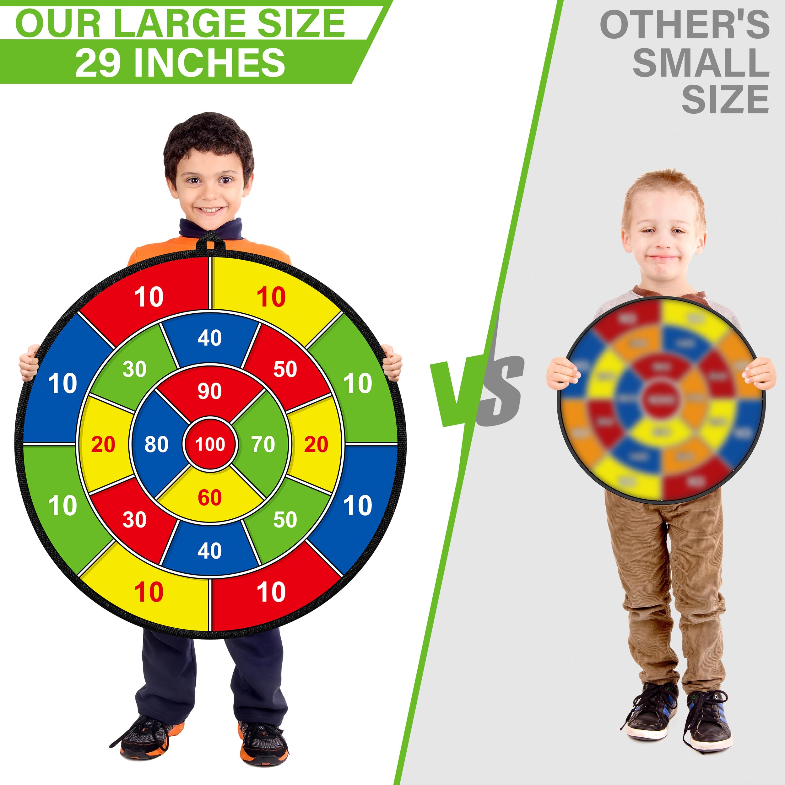 29'' Large Dart Board For Kids, Kids Double-Sided Dart Board With Sticky Balls And Darts, Indoor/Outdoor Sport Fun Party Play Ga