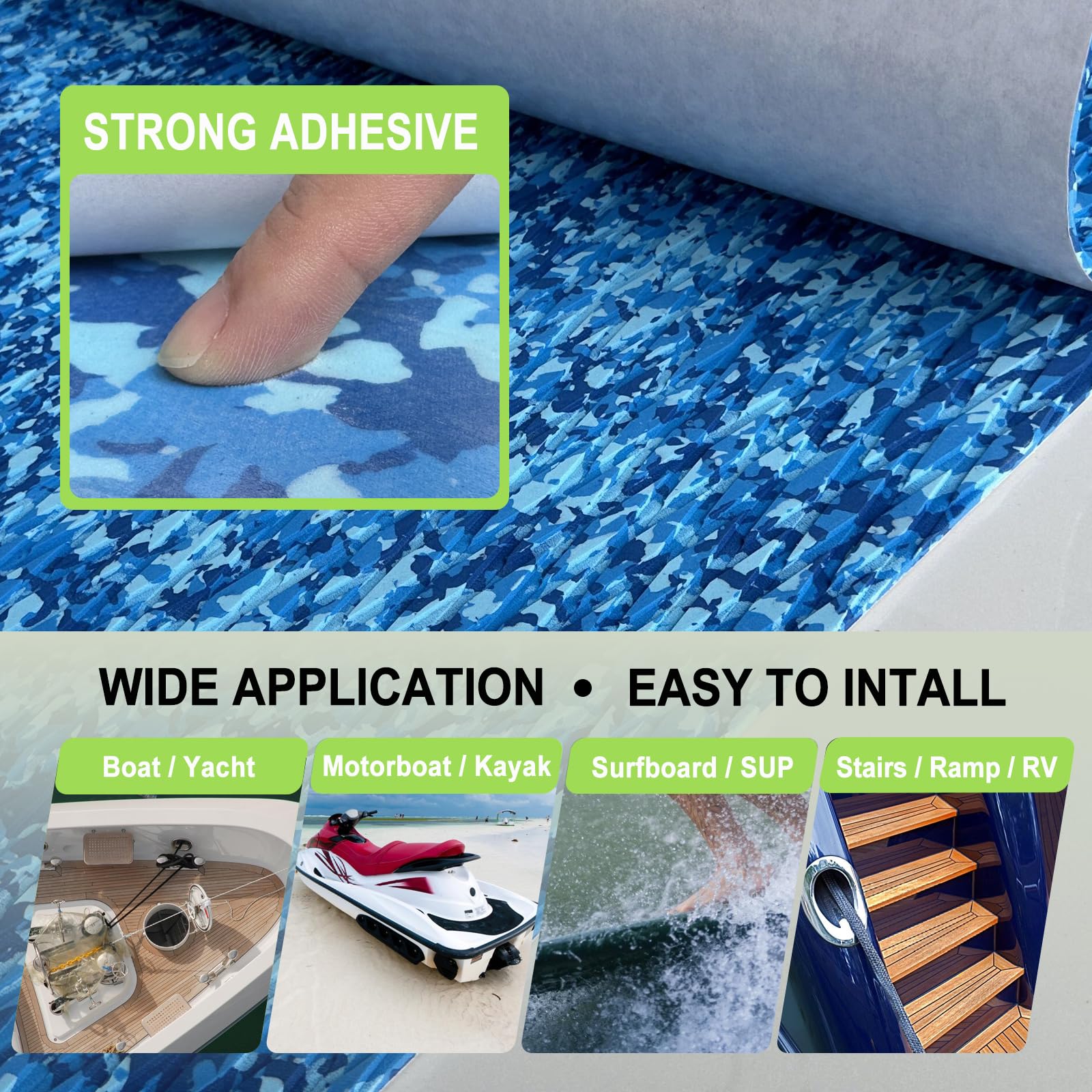 Eva Foam Boat Decking Kayak Rv Flooring Marine Carpet Non-Slip Surfboard Traction Pad Camo Self Adhesive Trimmable Eva Pad Coole