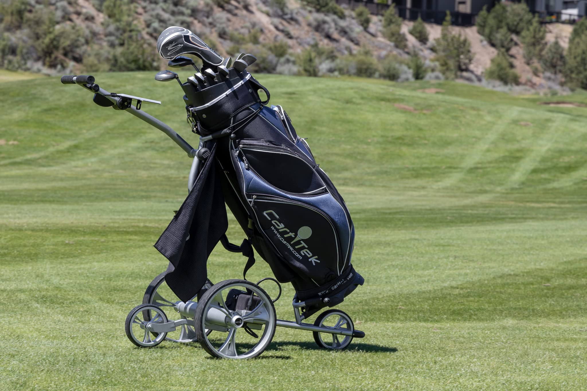 Cart-Tek Yellowstone Electric Golf Caddie Silver Lithium Battery Electric Golf Caddy W/Free Accessory Bundle! Let Be Your Caddy!