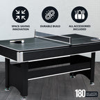 Spartan 6-Ft Pool Table With Table Tennis Top - Black With Red Felt