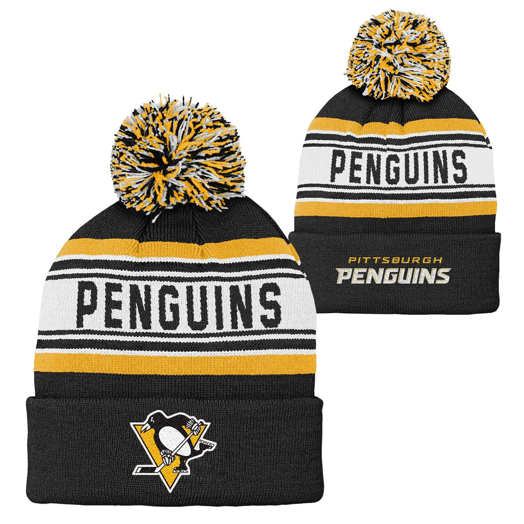 Nhl Kids Youth Official Primary Logo Sport Knit Cold Weather Cuffed Pom Beanie Hat (Us, Alpha, One Size, Pittsburgh Penguins)