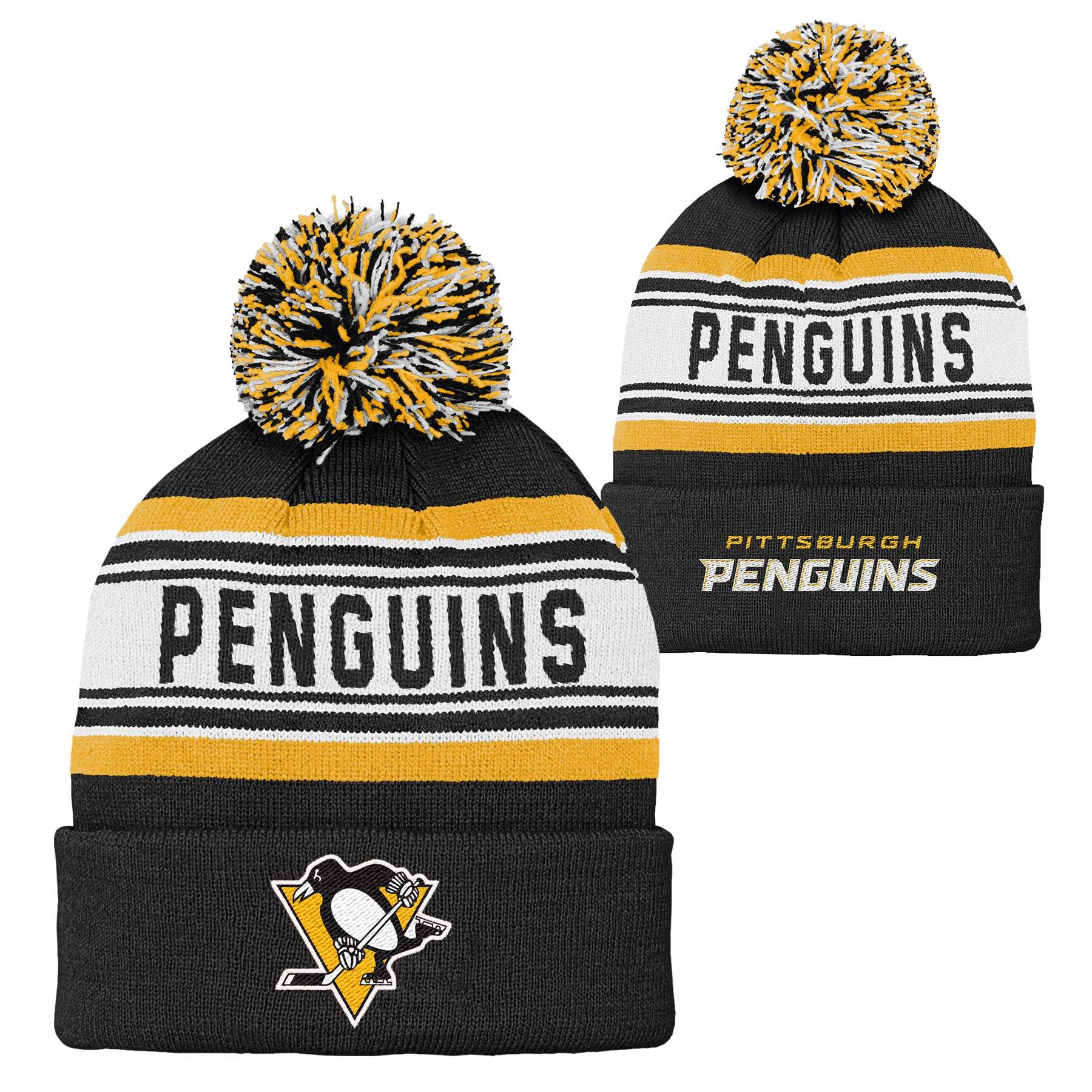 Nhl Kids Youth Official Primary Logo Sport Knit Cold Weather Cuffed Pom Beanie Hat (Us, Alpha, One Size, Pittsburgh Penguins)