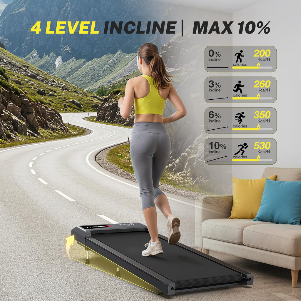 Wellfit Walking Pad Treadmill With Incline/Decline,300+ Lbs Capacity,2.5Hp Quiet Standing Under Desk Walking Jogging Running Mac