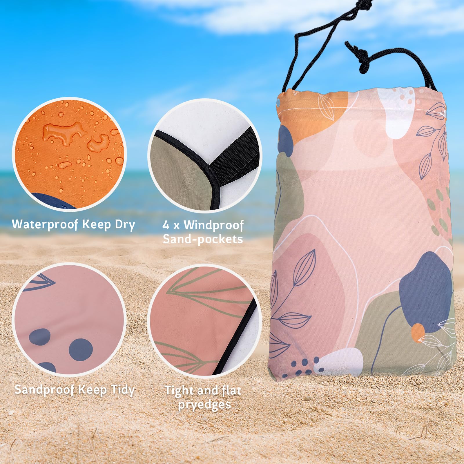 Gealaek Waterproof Picnic Blanket, Sandproof Beach Blanket, 87X71 Inches Extra Large Foldable Outdoor Blanket For Picnic And Bea