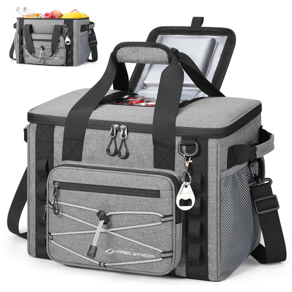 Maelstrom Soft Sided Cooler Bag, 30 Can Collapsible Insulated Ice Chest With Quick Access Flip-Top Lid, Large Leakproof Camping