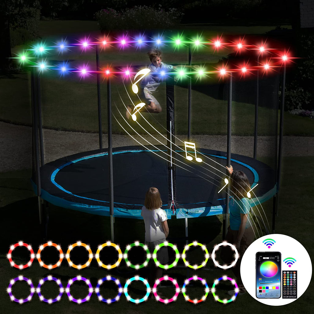 Suveus 52Ft Trampoline Lights, Waterproof Led Lights For 16Ft 15Ft 14Ft 12Ft 10Ft Trampoline, 16 Colors Change With Remote And A