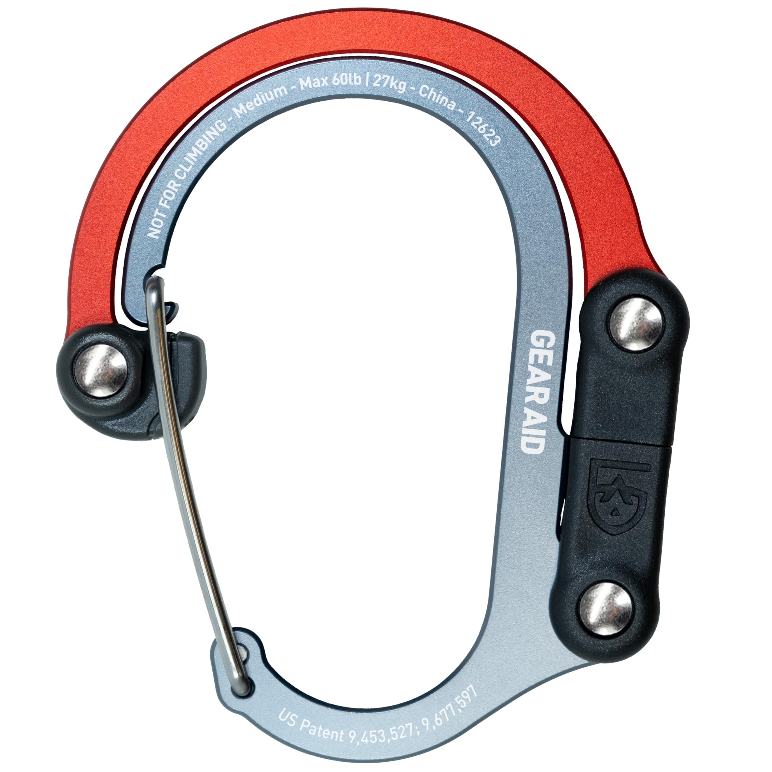 Gear Aid Heroclip Carabiner Gear Clip And Hook (Medium) For Camping, Backpack, And Garage Organization, Orange, 1 Pack