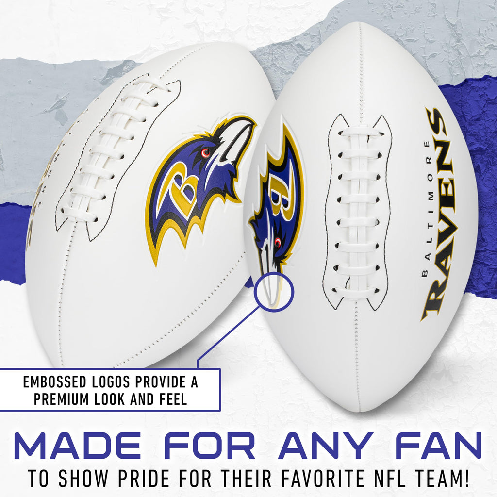 Franklin Sports Nfl Baltimore Ravens Autograph Football - Official Size White Panel Souvenir Football For Autographs + Signature