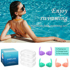 Swimming Ear Plugs for Adults,3 Pairs Waterproof Reusable Silicone Swim Earplugs for Swimming Surfing Snorkeling Showering and W