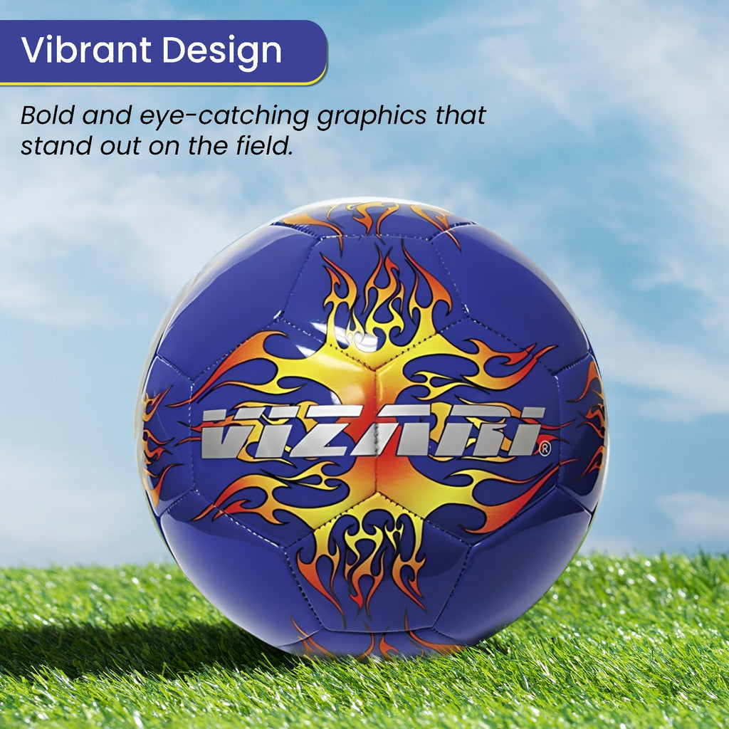 Vizari Soccer Ball For Youth & Adults - Blue & Orange - Size 4 | Inflatable Blaze Ball | Perfect For Training, Matches, Beaches