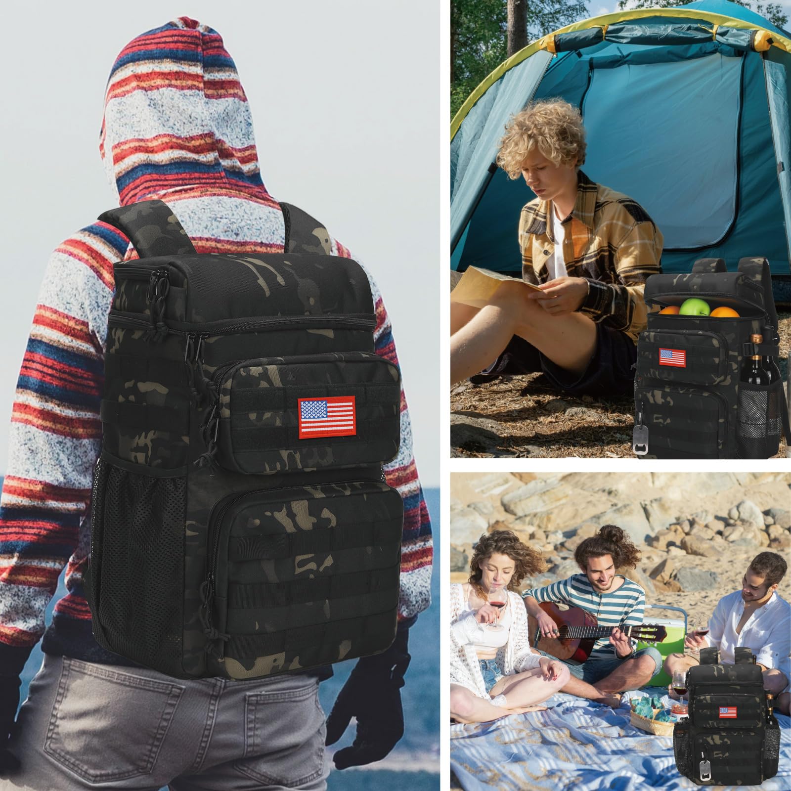 Tactical Backpack Cooler,Soft Lightweight Leakproof Cooler Backpack,Insulated Cooler Bag,Portable Soft Cooler Bag Waterproof For