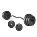 CAP Barbell Threaded Curl Bar Set with 50 LB Cement Grip Weight Plates | EZ Curl Bar with Threaded Collars for Strength Training