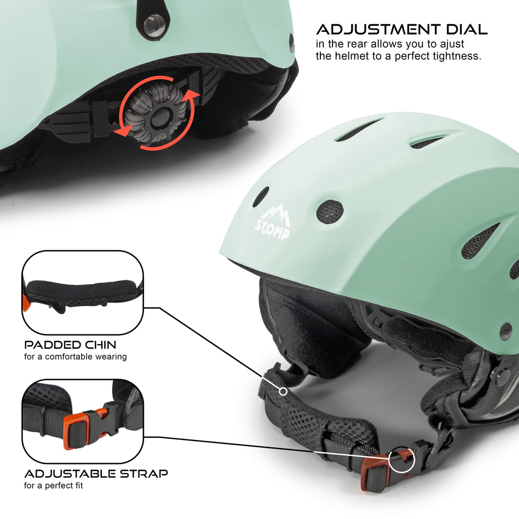 Stomp Ski & Snowboarding Snow Sports Helmet With Build-In Pocket In Ear Pads For Wireless Drop-In Headphone (Matte Frost, X-Larg