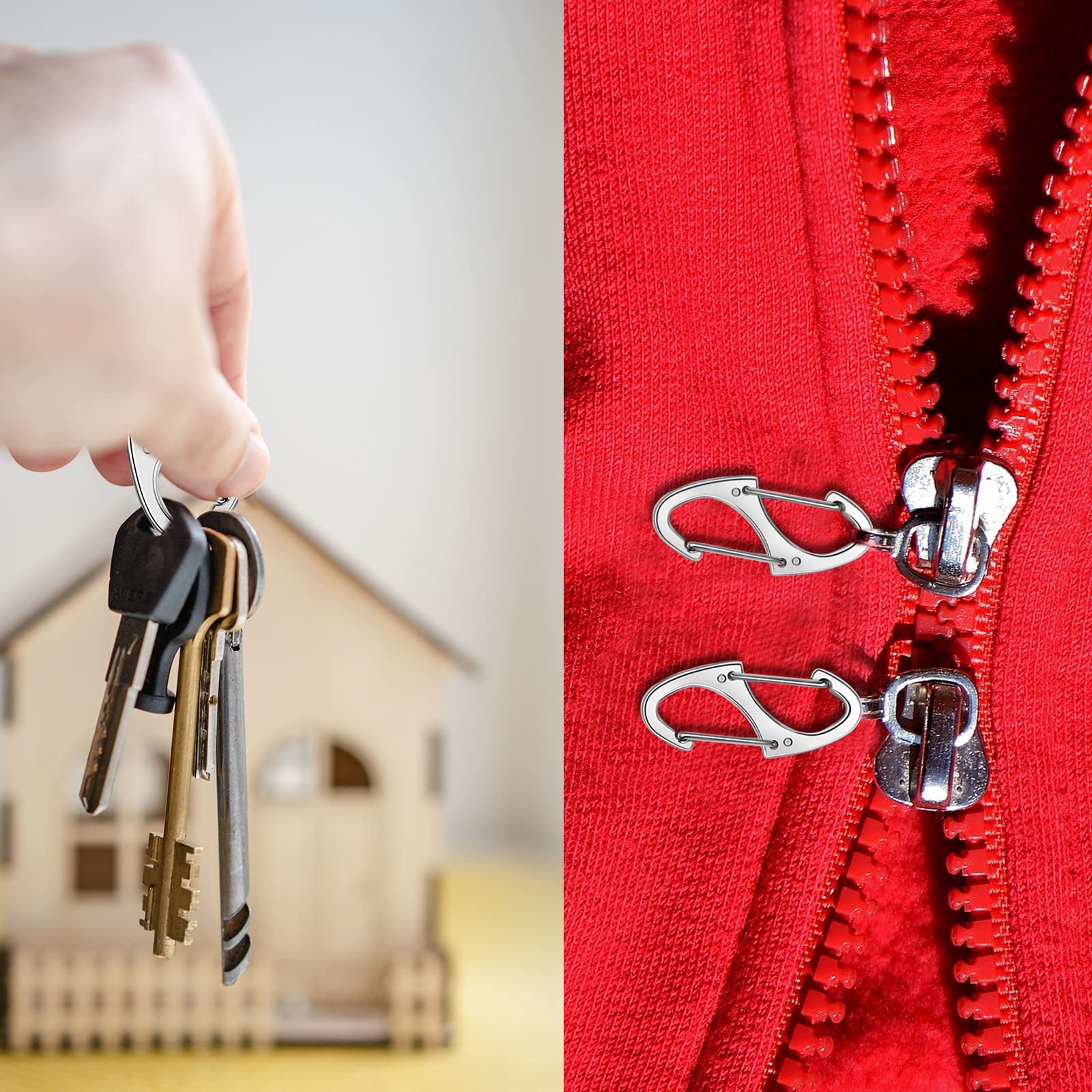 Moxweyeni 20 Pcs Zipper Clip S Carabiner Clips Small Alloy Snap Hook Anti Theft 1. 6 Inch Mini Dual Wire Gate Interlocking Keych