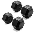 CAP Barbell 100 LB Rubber Coated Hex Dumbbell Hand Weight - Pair | Black Handle