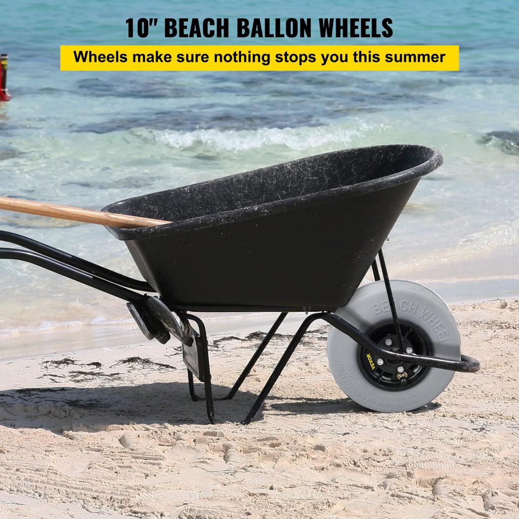 Vevor Beach Balloon Wheels, 9'' Replacement Sand Tires, Pvc Cart Tires For Kayak Dolly, Canoe Cart And Buggy W/Free Air Pump, 2-