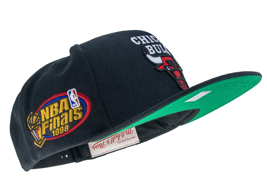 Mitchell & Ness Chicago Bulls Nba Top Spot Snapback Hat Adjustable Cap - Black1998 Nba Finals Side Patchhardwood Classics