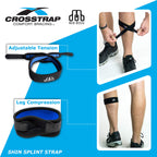 Crosstrap Shin Splint Support Strap  Adjustable Neoprene Shin Splint & Leg Compression Support Strap  For Strains, Injuries, Pai