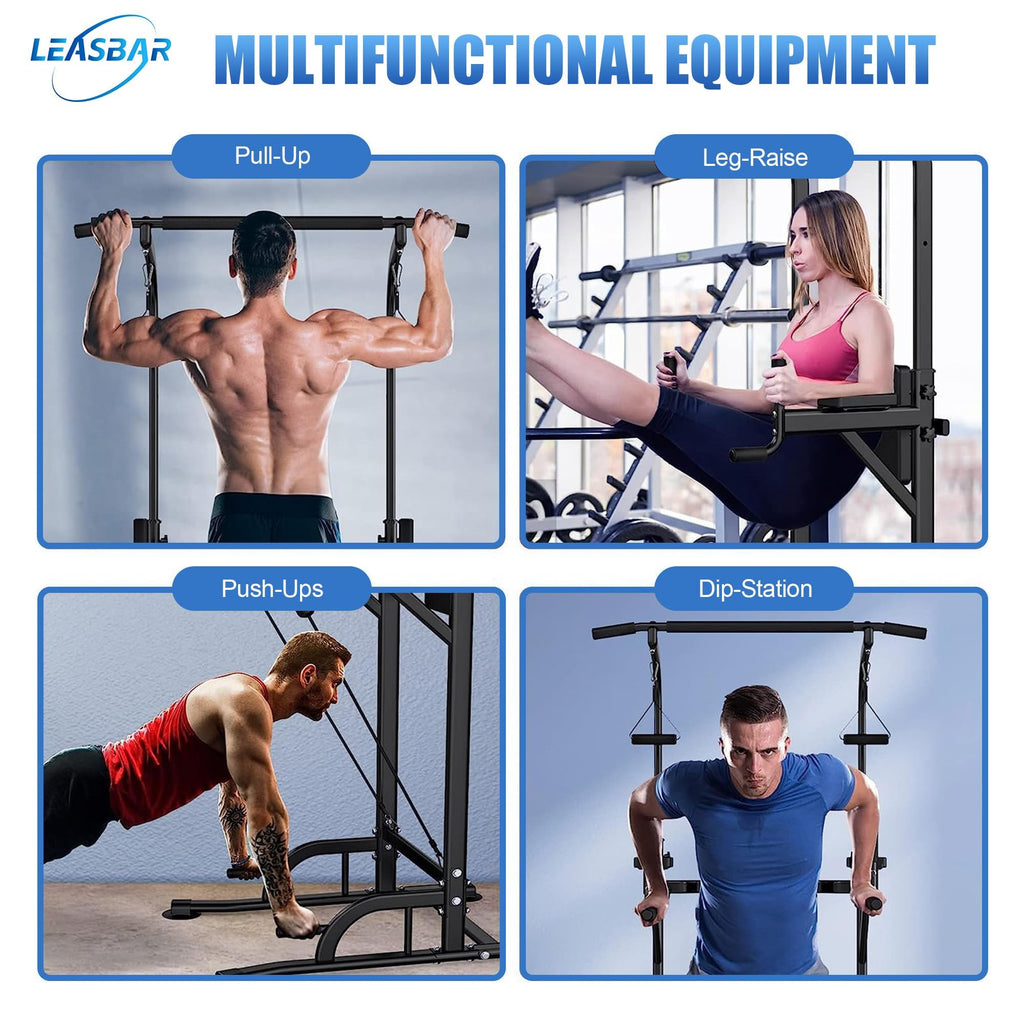 Leasbar Power Tower, Stand Workout Station 330 Lbs Capacity, Adjustable Dip & Pull Up Bar Station, Multi-Function Strength Train