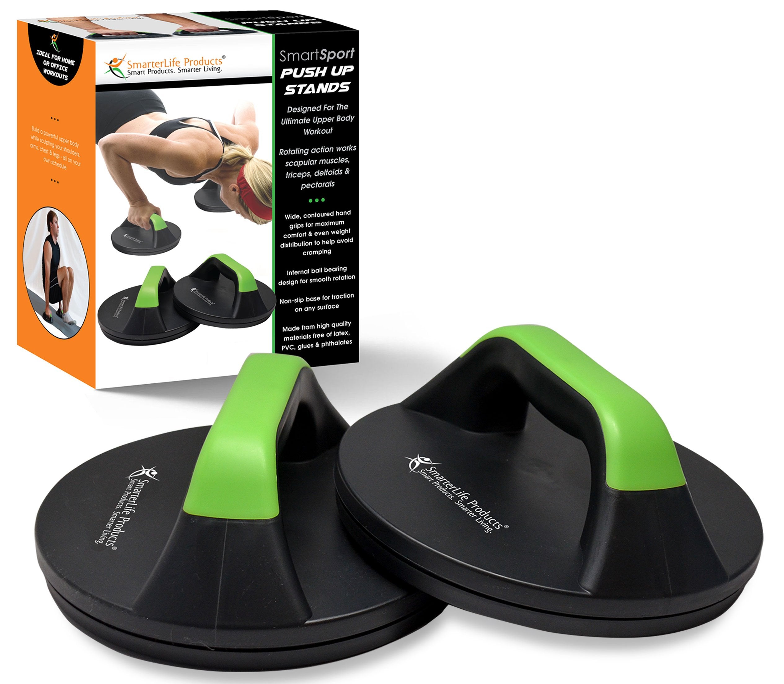 Smarterlife Push Up Bar Set, Pushup Handles For Floor Rotate To Prevent Wrist And Elbow Strain, Wide Grips And Non Slip Pads Are