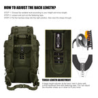 Mardingtop 70L Hiking Internal Frame Backpacks With Rain Cover Army Green